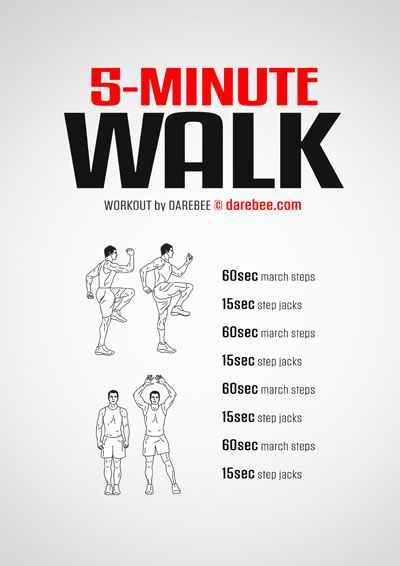 Five Minute Walk is a Darebee home-fitness microworkout you can do in just five minutes.