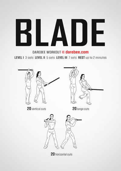 Blade is  a DAREBEE home fitness immersive RPG-style workout that engages your imagination just as it recruits your body for a holistic approach to physical as well as mental health and fitness.