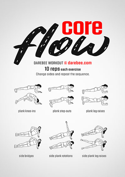 Core Flow is a Darebee home fitness workout that will help you get a stronger core.