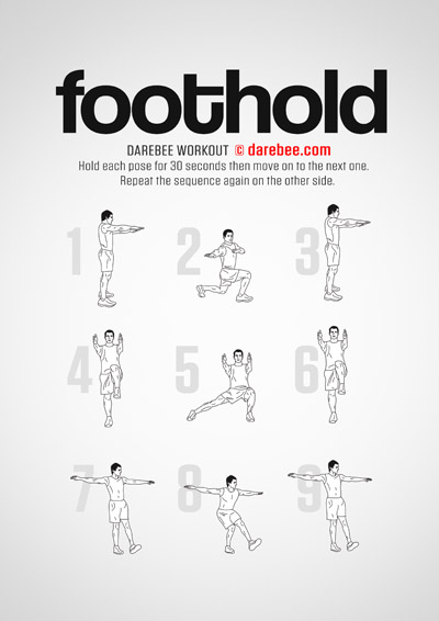 Foothold is a Darebee home fitness isometric workout that will challenge your coordination and balance and help your joints be stronger. 