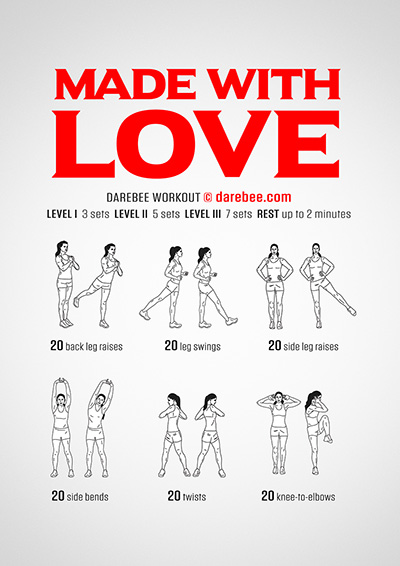 Made With Love is a DAREBEE home fitness no-equipment lower body workout that will not tire you out while still allowing you to get some exercise in.