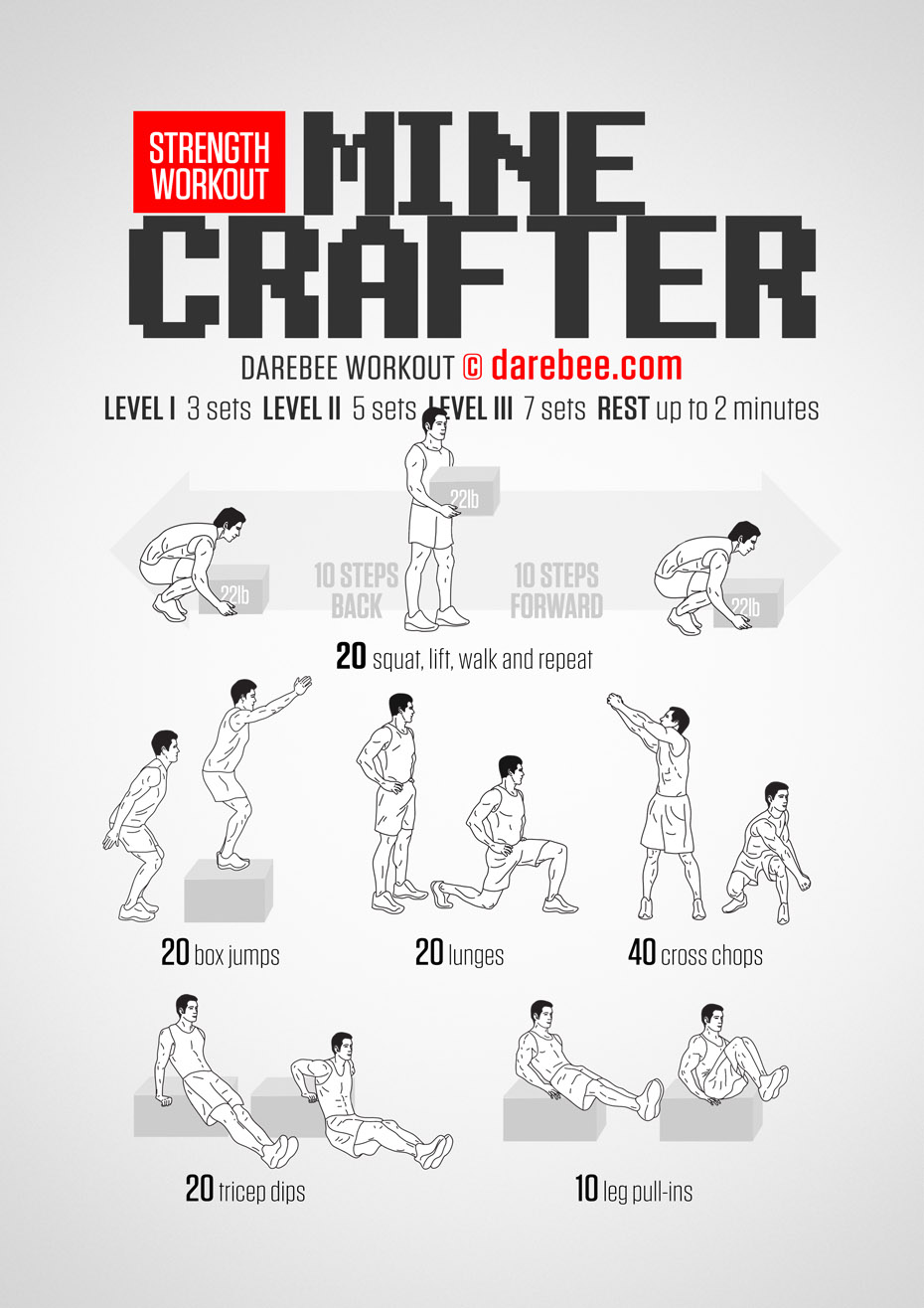 Minecrafter is a DAREBEE home fitness workout that will help you use what you have lying around to become fitter and stronger.