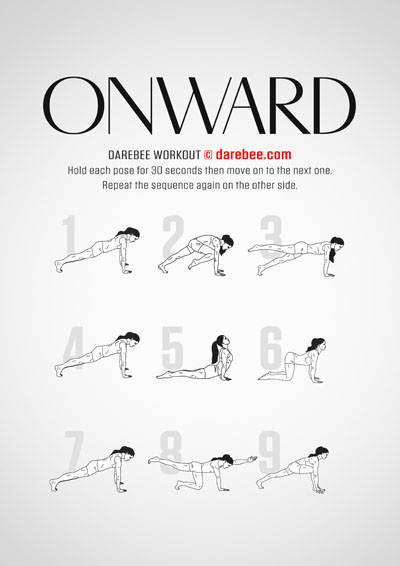 Onward is a Darebee home-fitness yoga-based total body strength and agility workout that will help you maintain momentum in your fitness journey. 