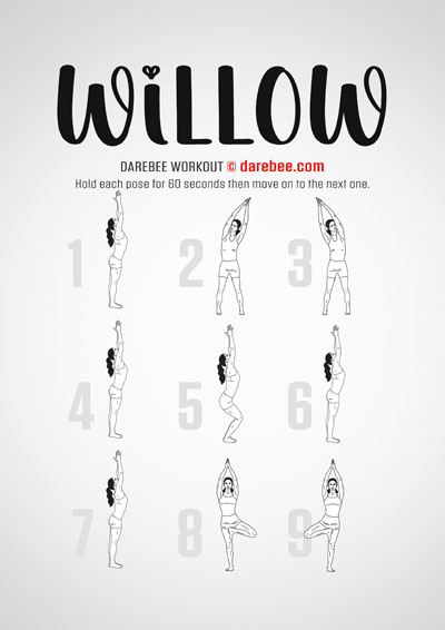 Willow is a DAREBEE home fitness no equipment yoga based workout that will re-center your energy and help you be fitter inside and out.