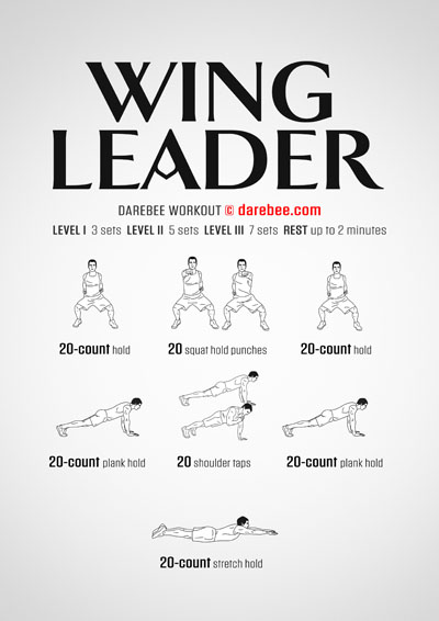 Wing Leader is a Darebee home-fitness, total-body strength workout you can do without equipment.