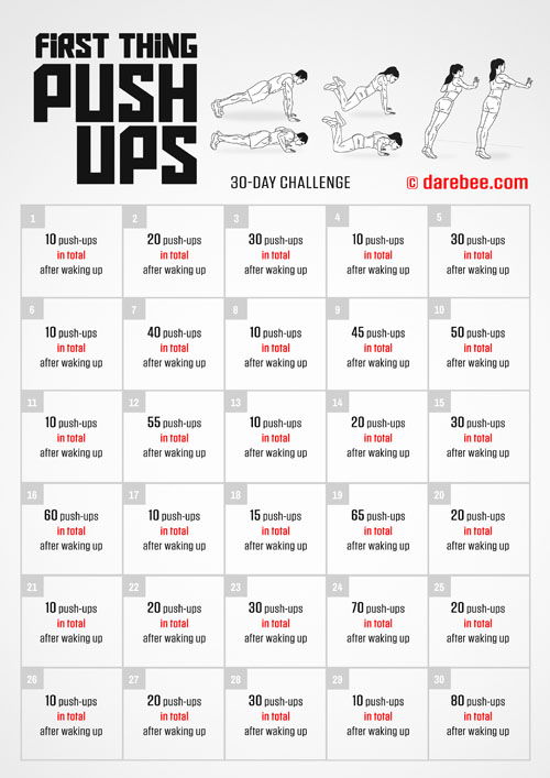 The Darebee Push-Up Challenge helps you develop better control of your body over time. 