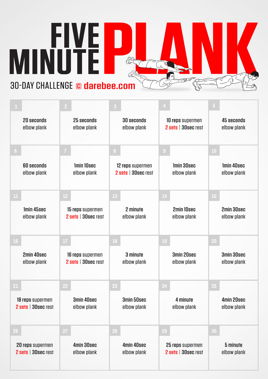 5 Minute Plank Workout Printable 