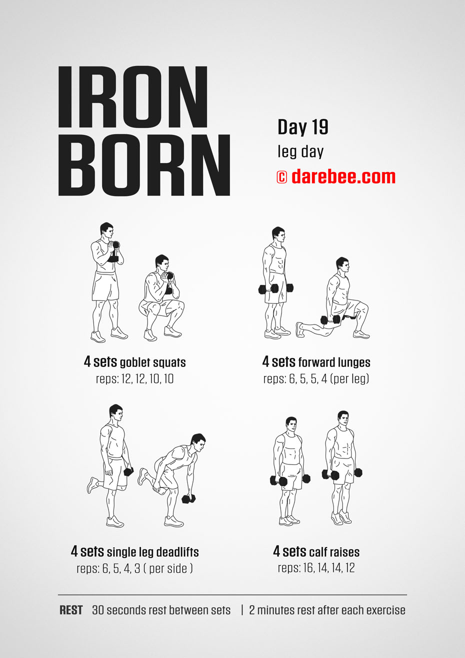 IRONBORN - 30 Day Muscle Definition Dumbbell Program by DAREBEE