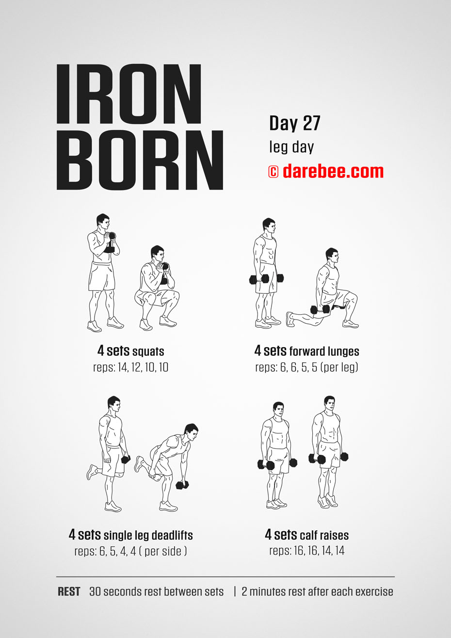 IRONBORN - 30 Day Muscle Definition Dumbbell Program by DAREBEE