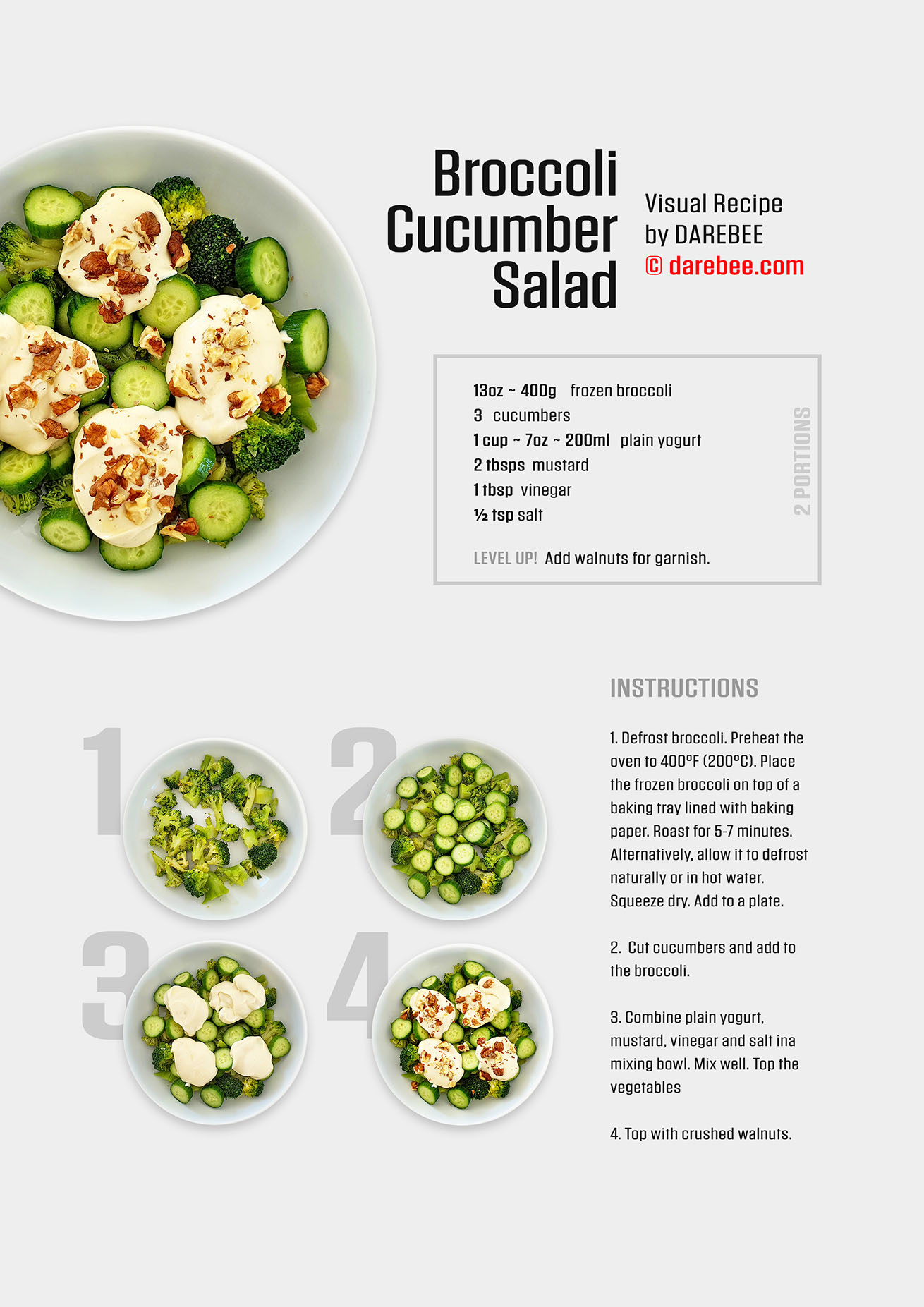Darebee plant-based Broccoli Cucumber Salad recipe