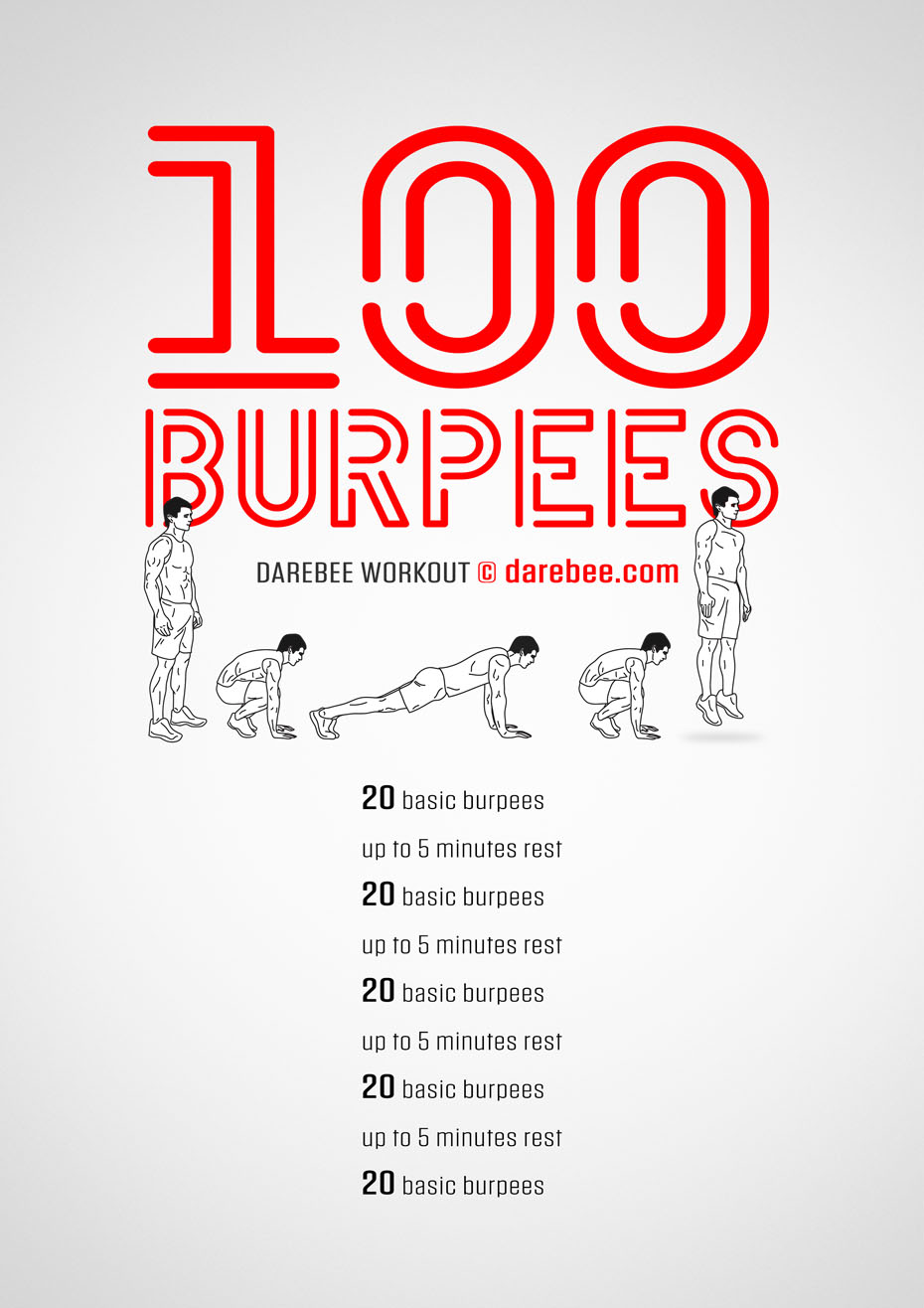 100 Burpees Darebee home fitness no-equipment bodyweight workout