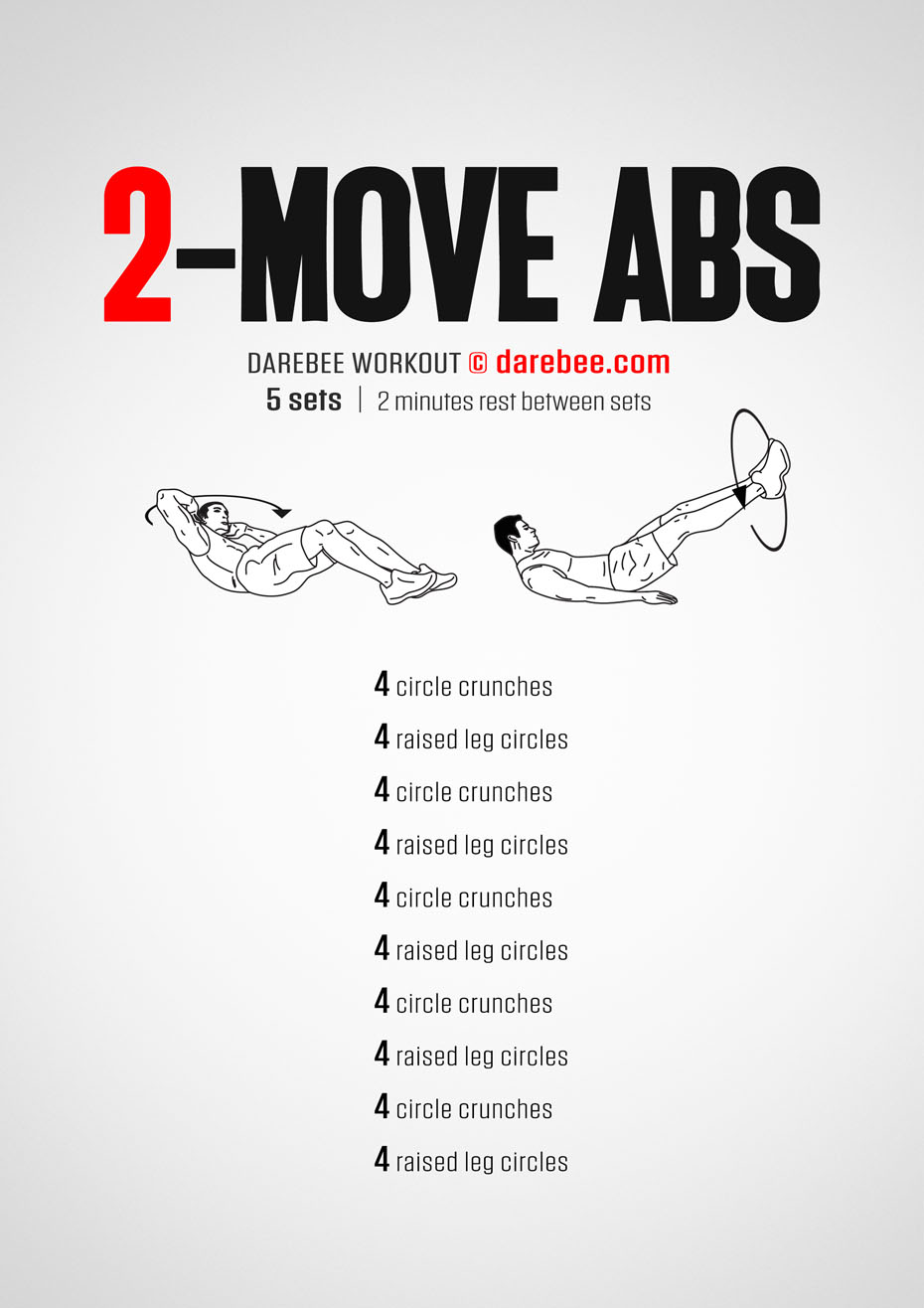 2-Move Abs is a Darebee home-fitness workout you can do anywhere that will transform the way your abs work and look and the way you move your body.