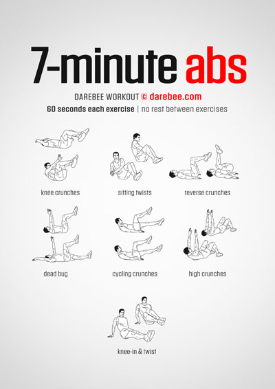 7-Minute Abs is a DAREBEE home fitness, no-equipment, abs and core workout that will torch your abs and make them stronger.