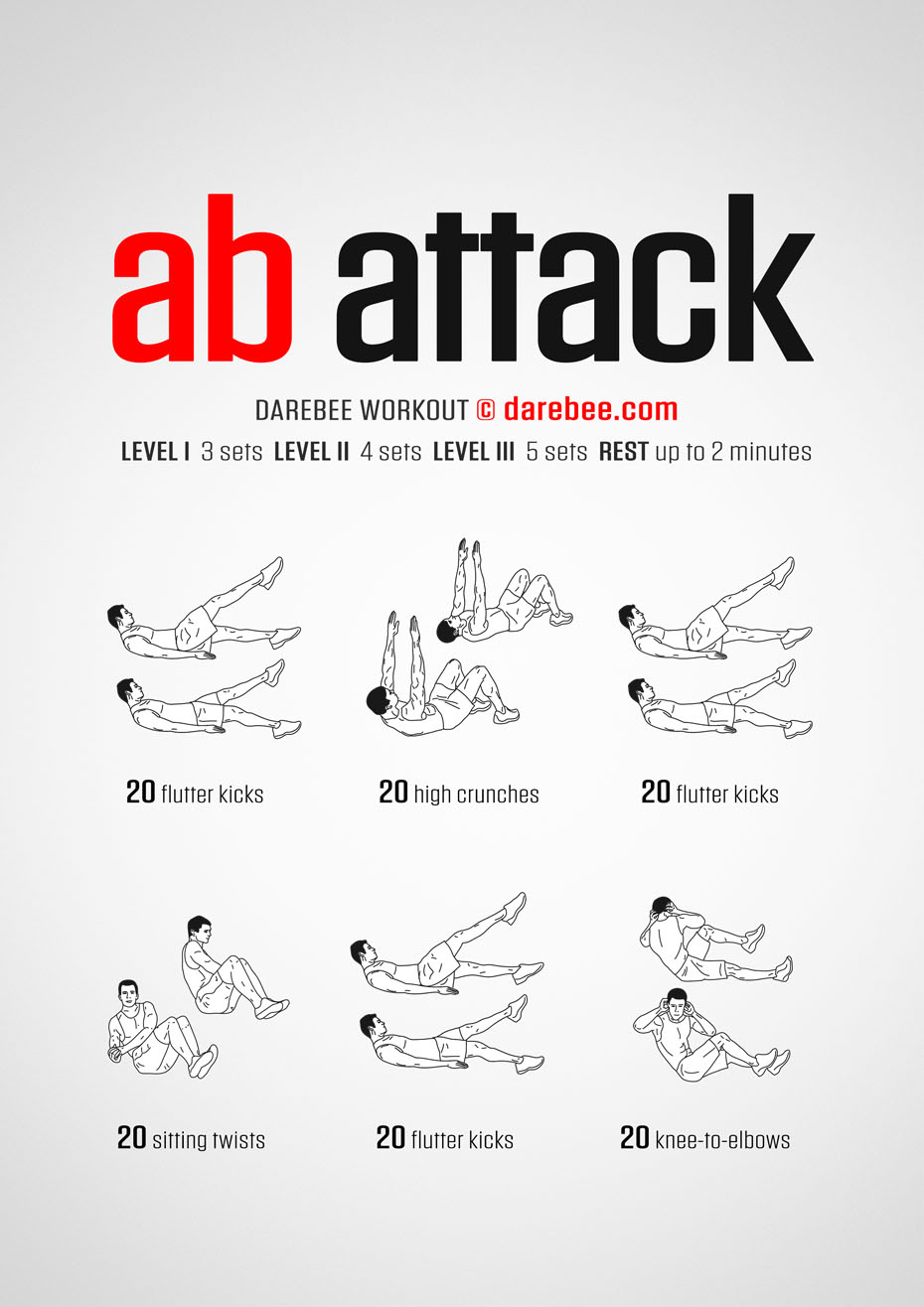 Insanity Max 30 Ab Attack Exercises - Exercise Poster