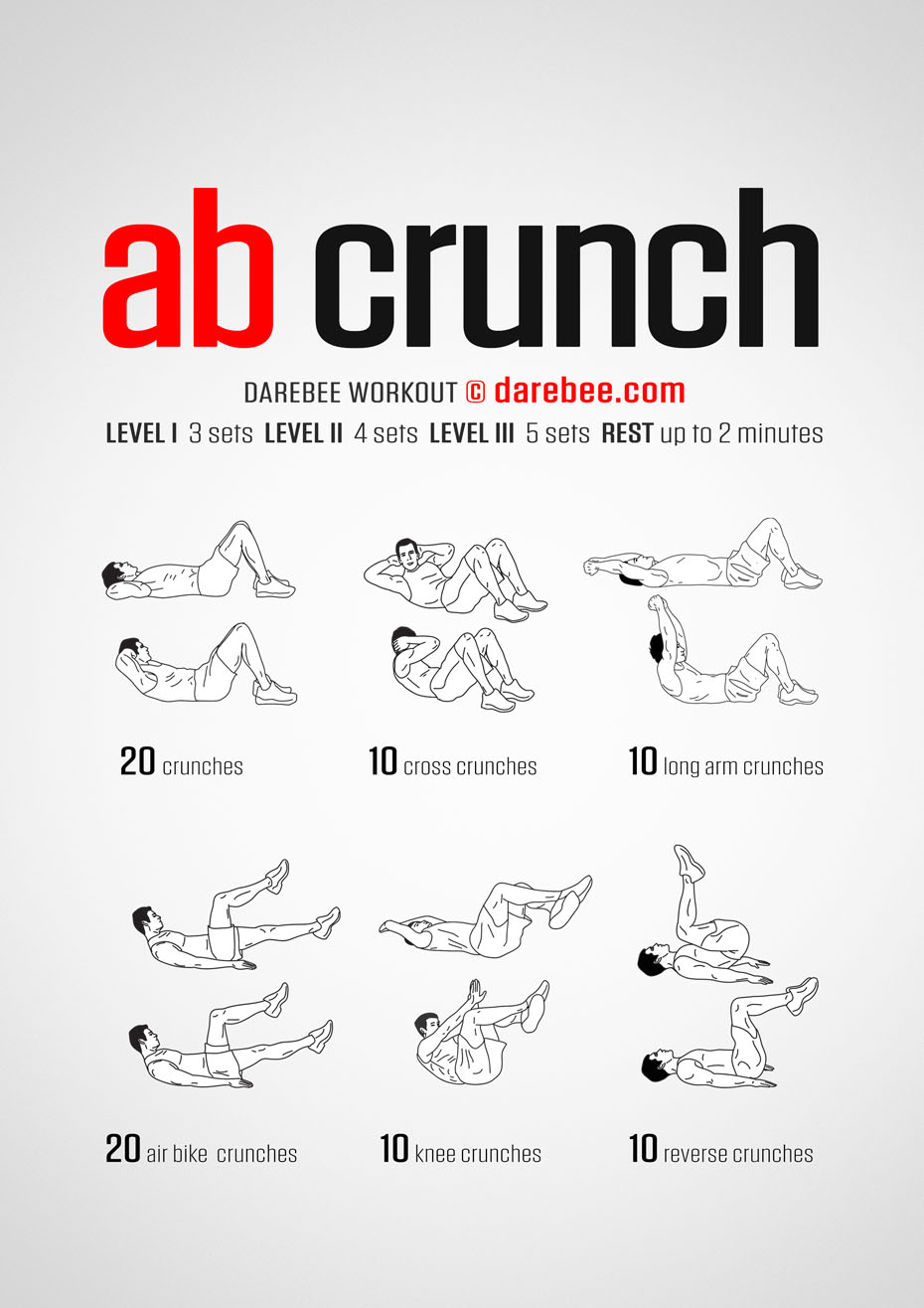 Ab Crunch Workout is a DAREBEE home fitness no-equipment abs strength workout you can do at home to get stronger abs without any equipment.