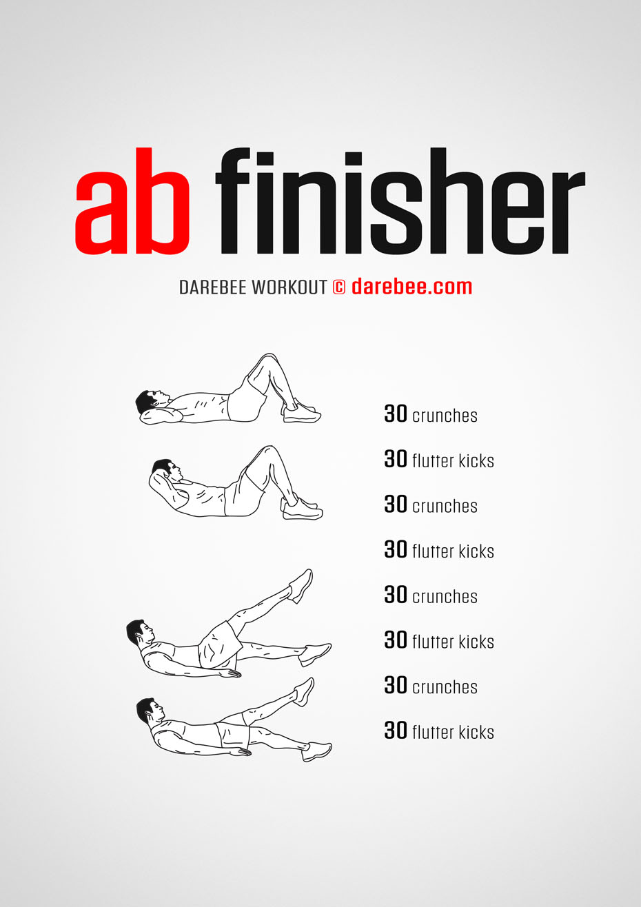 Ab-finisher is a Darebee no-equipment home workout that gives you stronger abs. 