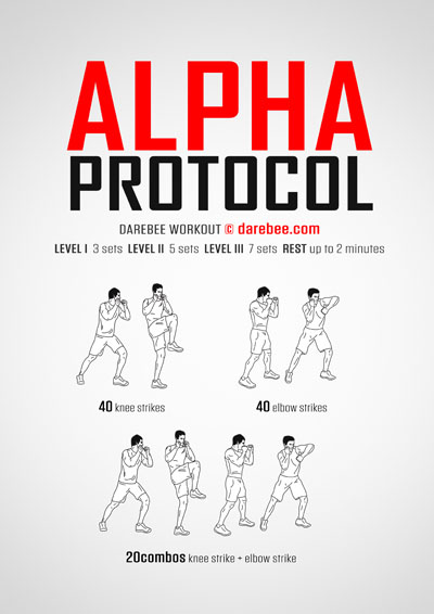 Alpha Protocol  is a DAREBEE home fitness no-equipment, combat-moves based total body workout that helps you feel more confident in the way you move your body.