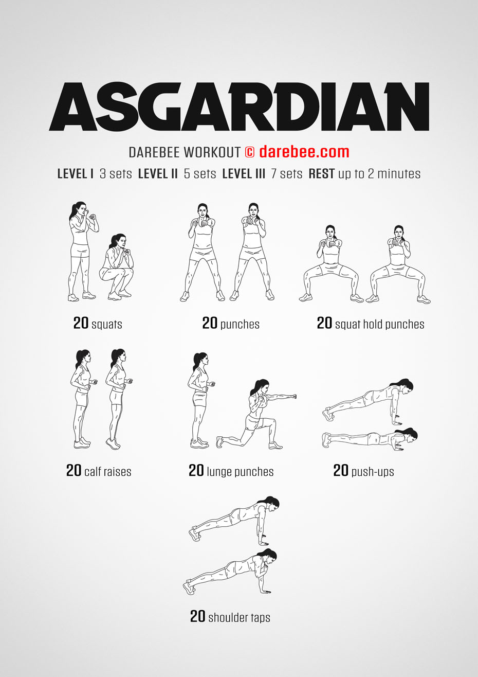 Asgardian is a DAREBEE no-equipment full body strength home fitness workout that helps you become stronger and feel fitter.