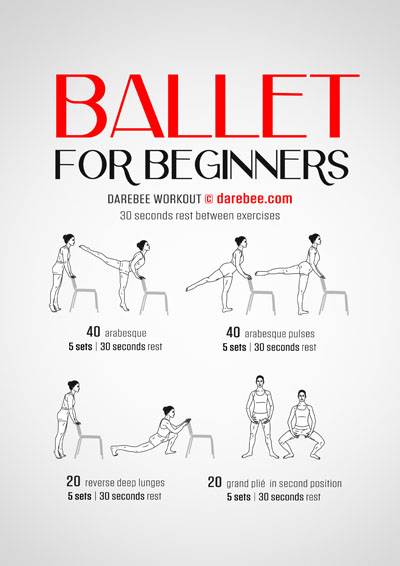 Ballet For Beginners is a Darebee home-fitness, ballet-based no-equipment workout you can do at home.