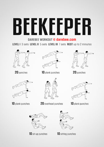 Beekeeper is a DAREBEE home-fitness, no-equipment upper body workout that targets your body's kinetic chains for increased speed and power.