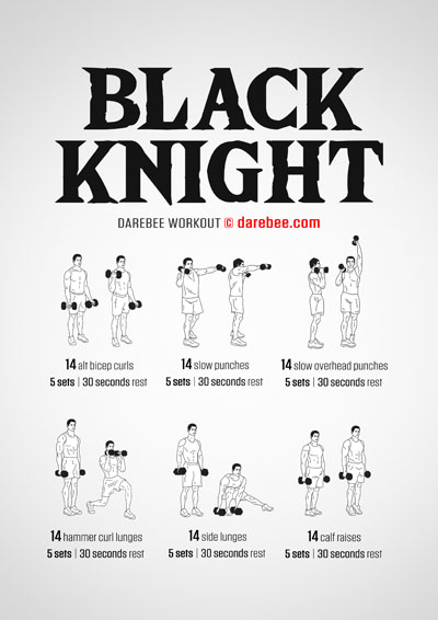 Black Knight is a Darebee home=fitness total body strength workout you do with dumbbells. 