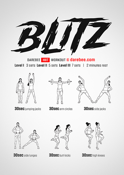 Blitz is a DAREBEE home-fitness, no-equipment, feel-good, lower body strength orientated workout you can do any time, anywhere.