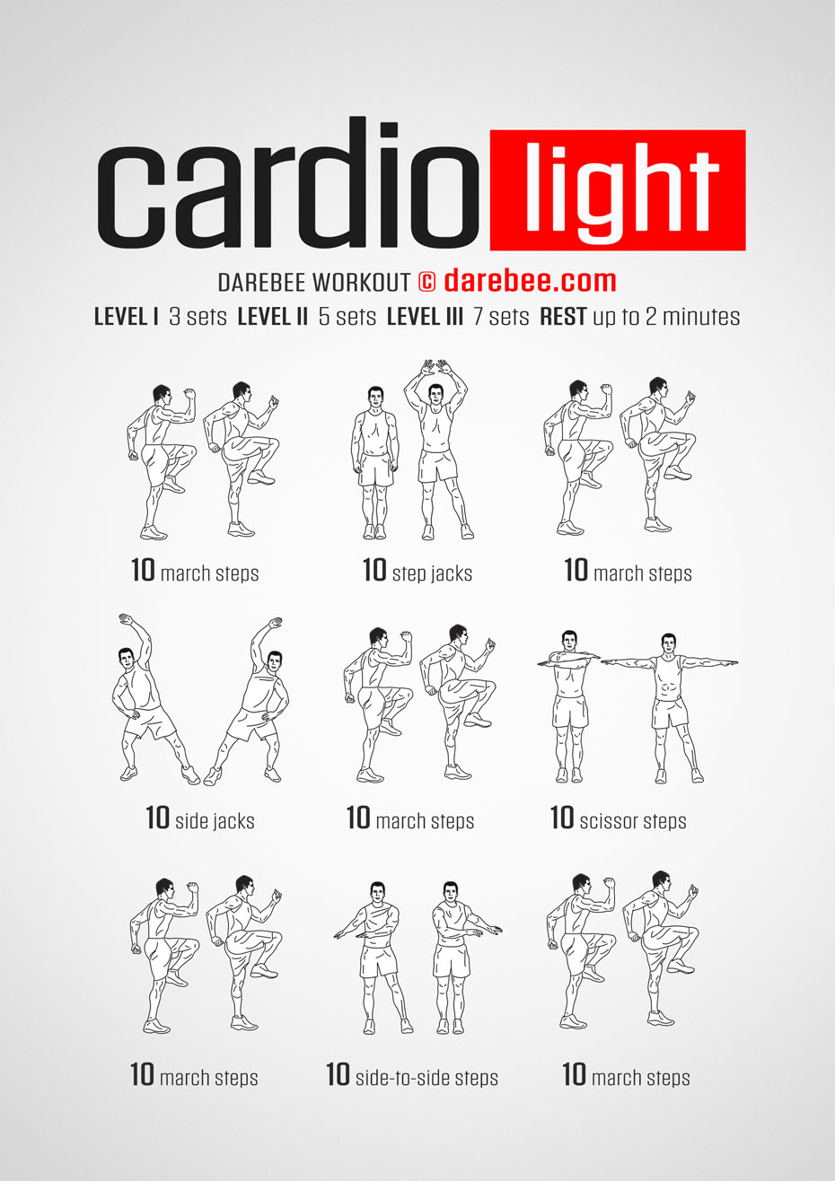 Cardio Light Workout  Cardio workout at home, Cardio workout, Workout