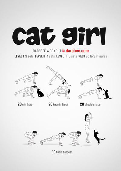 Cat Girl is a DAREBEE home fitness no equipment agility and mobility workout with a strong cardio element.