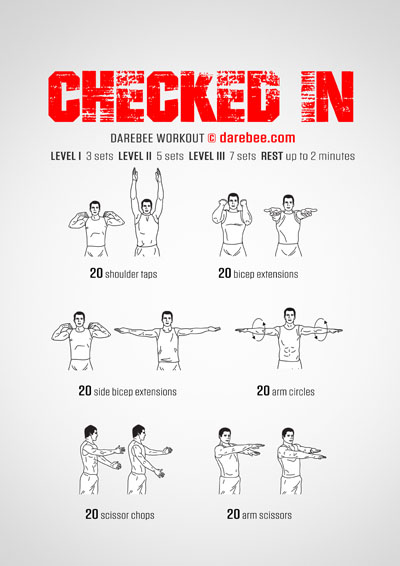 Checked In is a DAREBEE home fitness no-equipment workout that helps you feel great after exercising compared to the way you felt before plus it's great for your upper body.