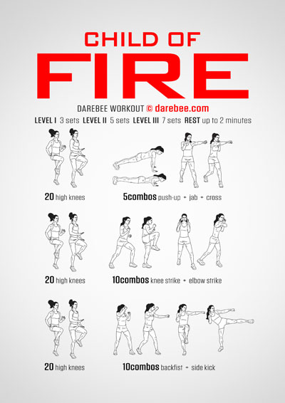 Child Of Fire is a DAREBEE combat moved based home fitness, no-equipment workout that will make you feel completely free in how you choose to move your body.