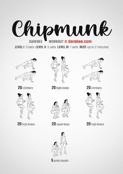 Chipmunk is a Darebee home-fitness aerobic workout that helps you improve your VO2 Max.