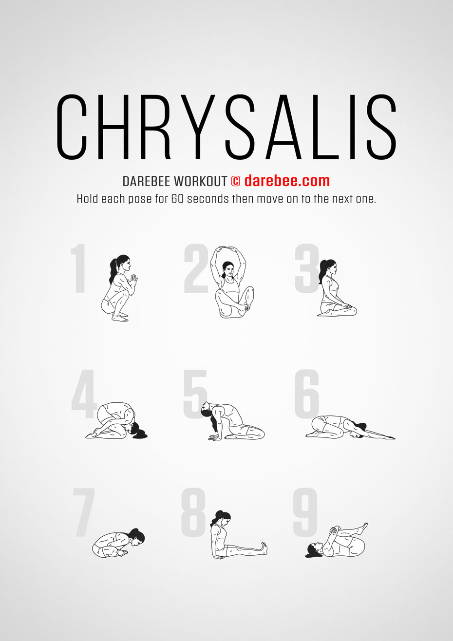 Chrysalis, by definition, is all about transformation. This is a Darebee home-fitness workout that helps you transition to a calmer, more balanced state of being in your body and your mind.