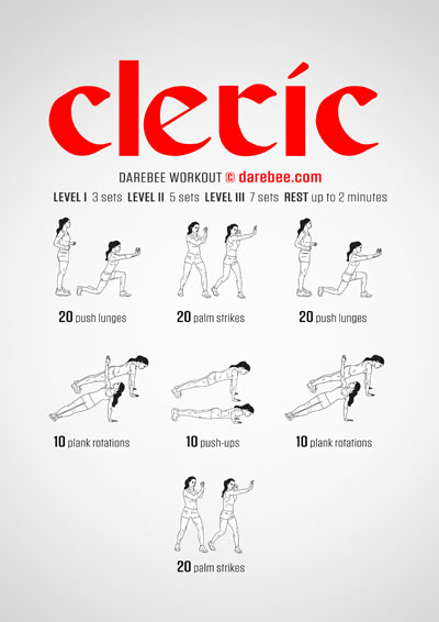 Cleric is an RPG-inspired Darebee home fitness, total strength workout that will transform the way you move your body.