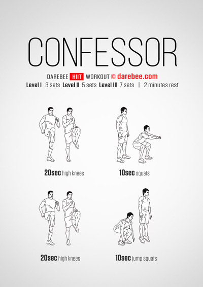 Confessor is a DAREBEE home fitness HIIT workout that will help you become fitter, faster and more durable in the comfort of your own home.