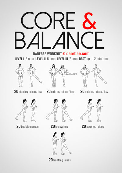 Core And Balance is a Darebee home fitness, no-equipment workout that helps develop greater physical power and athletic control.
