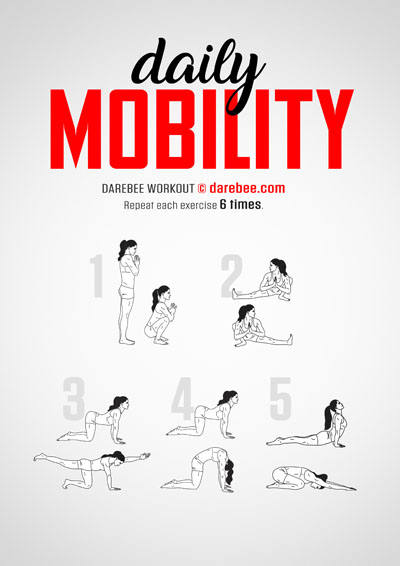 Daily Mobility is a DAREBEE home fitness no-equipment workout that helps you develop agility, mobility and a good range of motion so you can feel good inside your body.