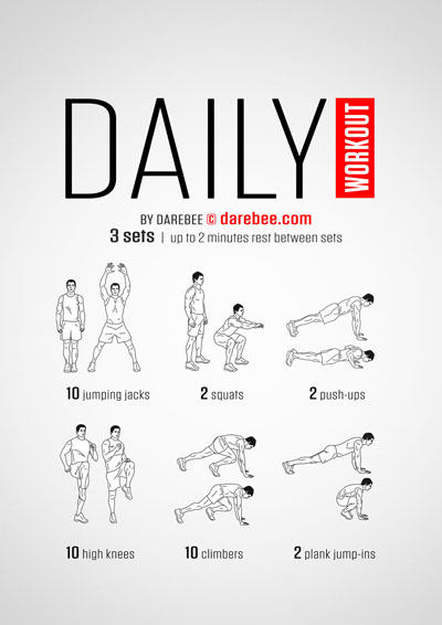 Easy Daily Workout is a DAREBEE home fitness, no-equipment workout you can do every day. 