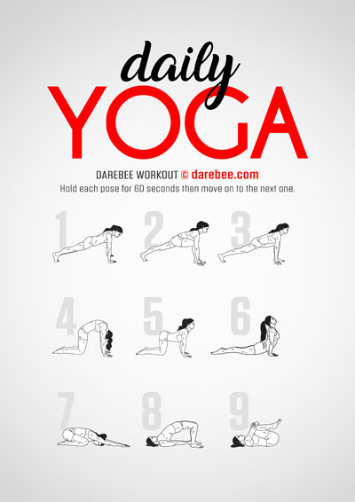 Daily Yoga is a Darebee home fitness, no-equipment, yoga-based workout that helps you become more flexible and agile.