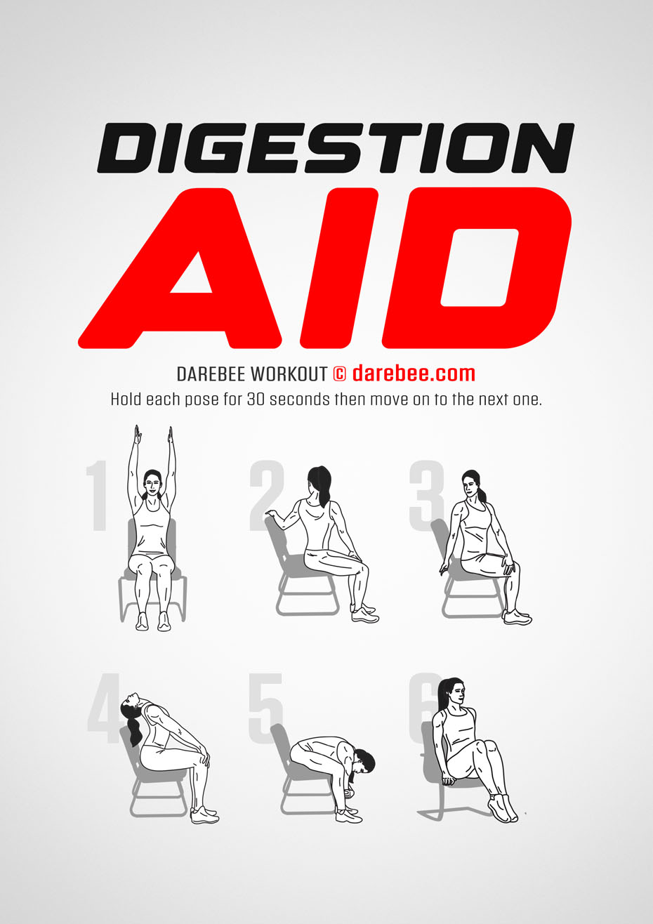 Digestion Aid is a Darebee home fitness, no-equipment workout you can do any time, anywhere, that will help you feel good about your self. 