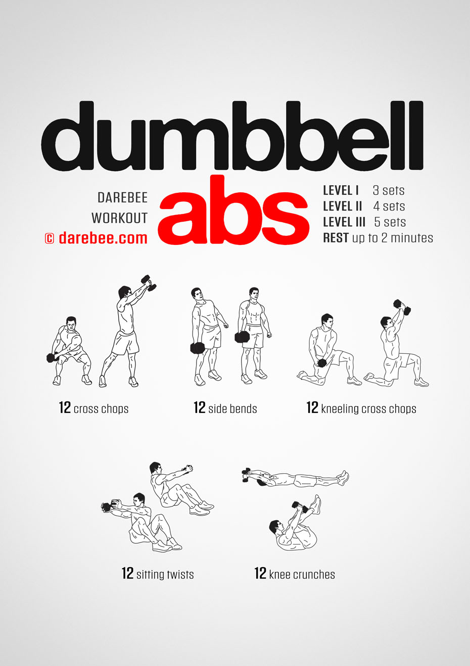 Dumbbell Abs is a Darebee home-fitness workout that proves you can't lift a weight with just your arms.