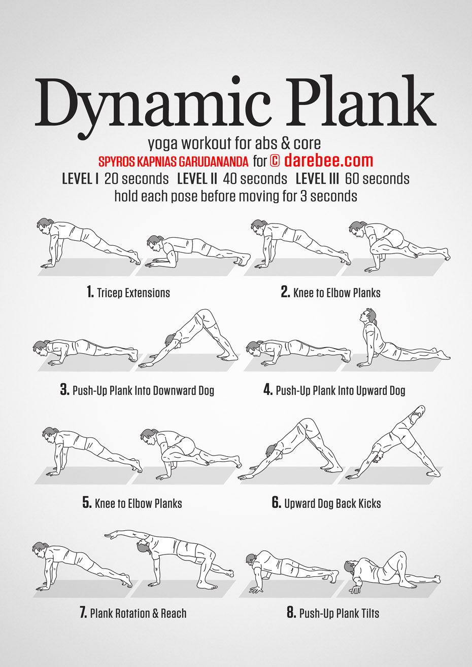 Dynamic plank  Plank workout, Workout, Dynamic yoga