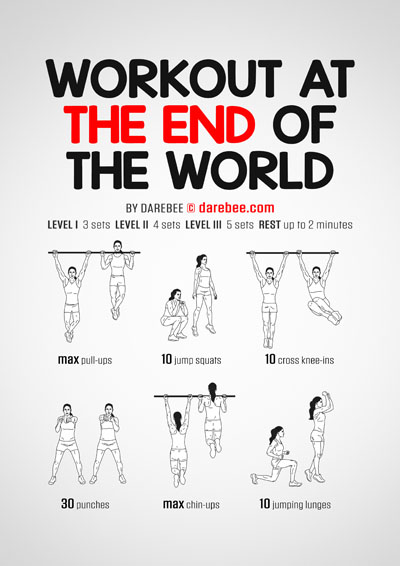 At The End Of The World is a DAREBEE home fitness no equipment total body strength workout that helps you level up.