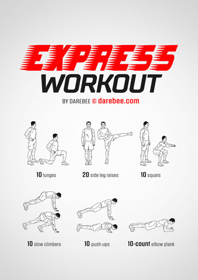 Express Workout is a DAREBEE home fitness no-equipment strength workout you can do at home.