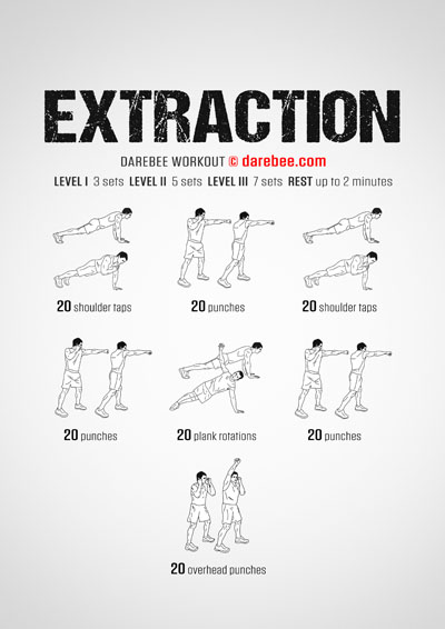 Extraction is a Darebee home-fitness workout you can do without any equipment to help you develop upper body strength.