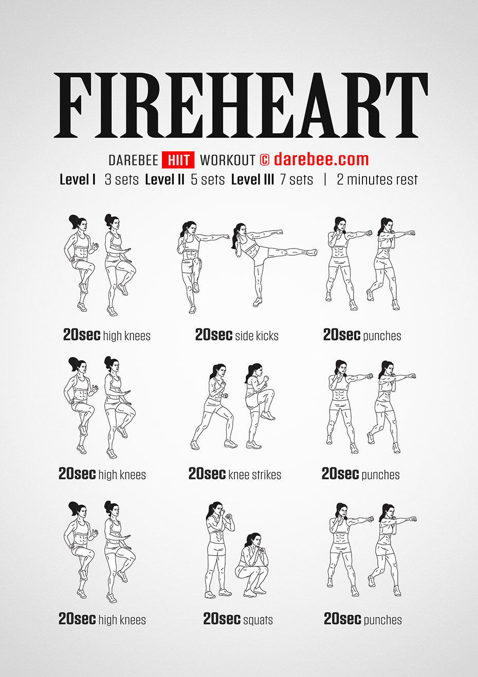 Fireheart free HIIT workout by Darebee
