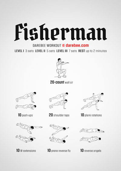 Fisherman, Darebee no-equipment full body strength workout