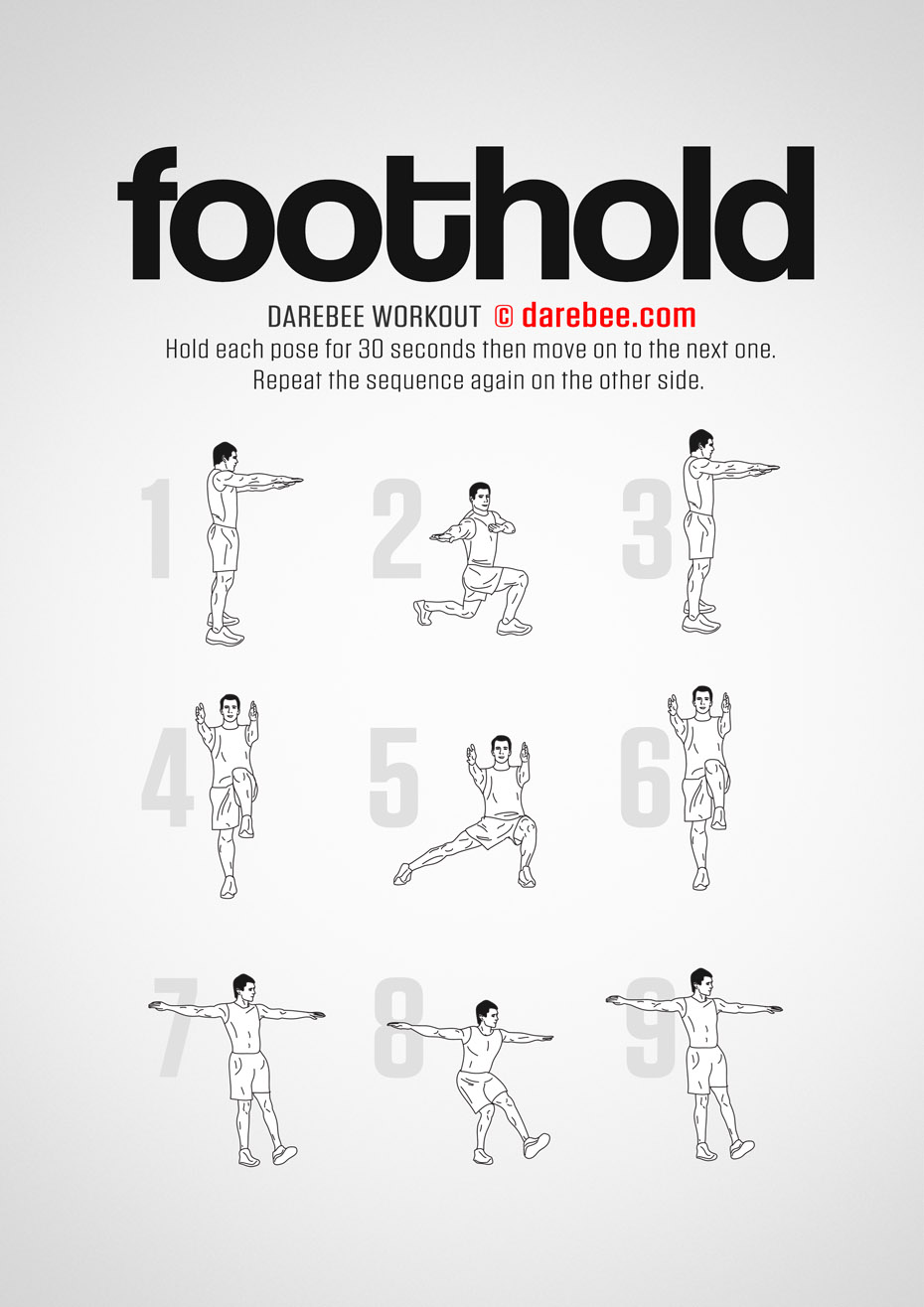 Foothold is a Darebee home fitness isometric workout that will challenge your coordination and balance and help your joints be stronger. 