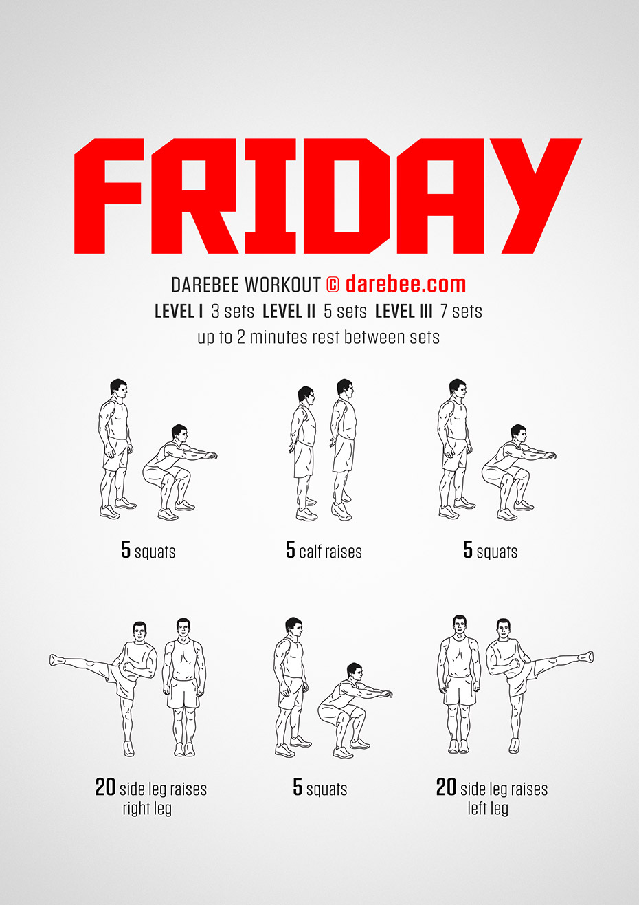 5 Day Monday wednesday friday full body workout for Push Pull Legs