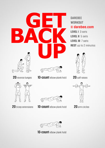 Get Back Up is the Darebee home fitness workout you go to for a stronger core, glutes and legs.