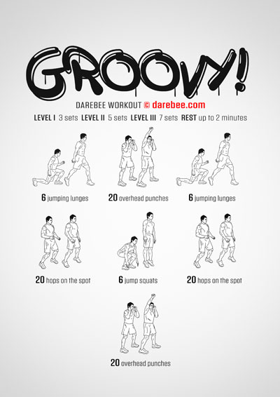 Groovy! is a fast-paced Darebee home-fitness cardiovascular workout that will land you in the sweat zone in no time at all.